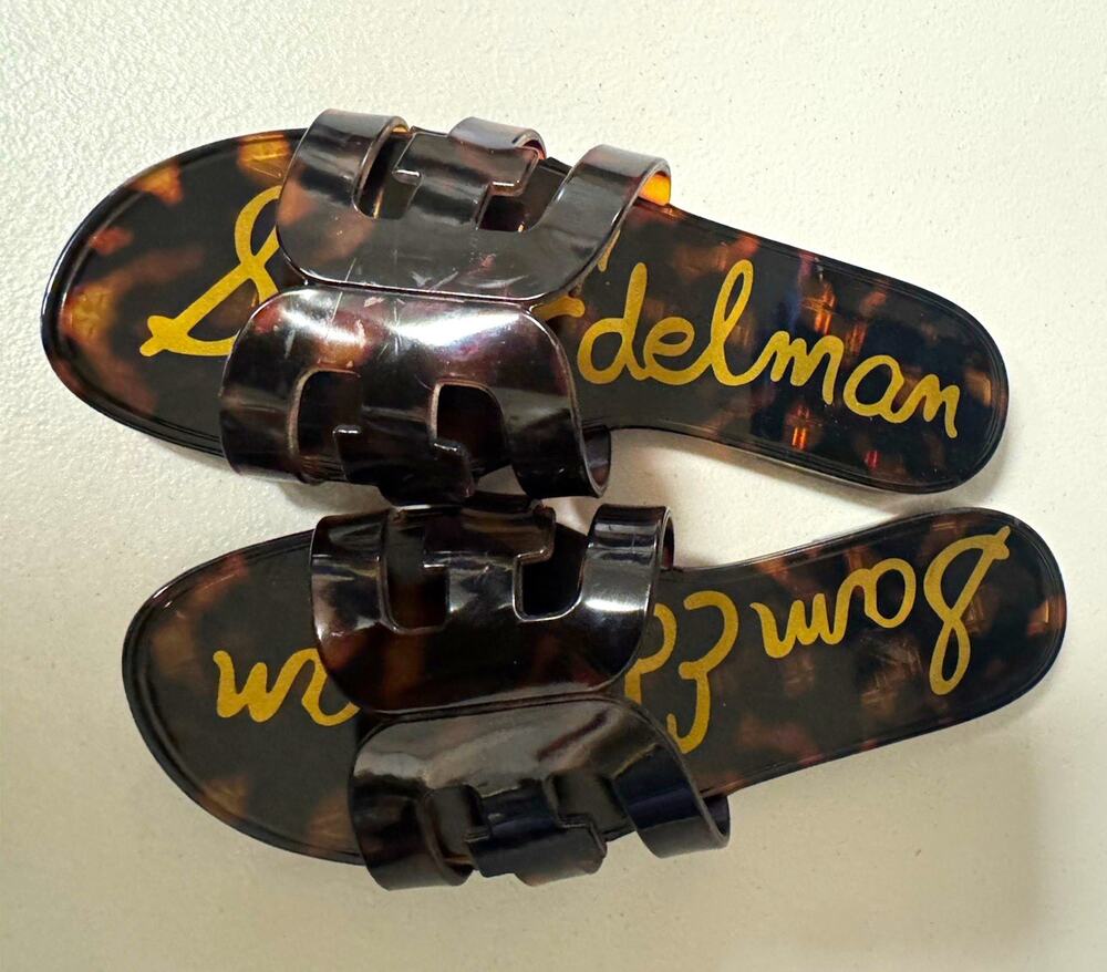 Sam Edelman Tortoise Jelly Slide Sandals Women's Flat Slip On US 6 EU 36